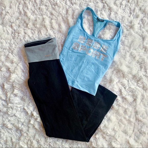 SOLD 💔 NBW BEBE Embellished Light Blue Cropped Sport Tank - Picture 1 of 5